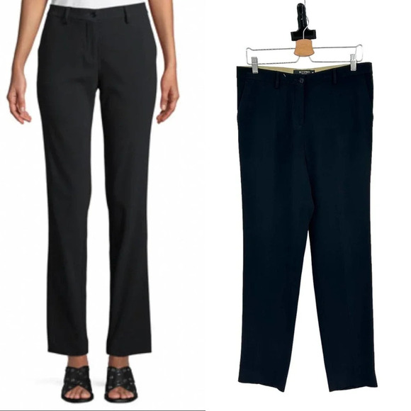 Etro Tab-Front Straight-Leg Stretch-Cady Pants Black Size 46 / US 10